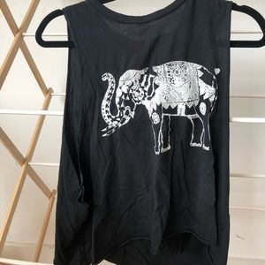 Small black muscle/crop top with elephant